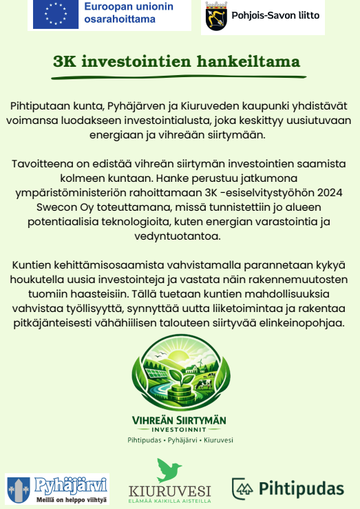 kerrotaan 3K investointihankkeesta