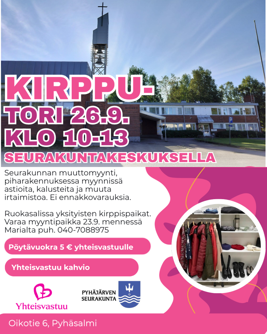 kirpputori seurakuntakeskuksella