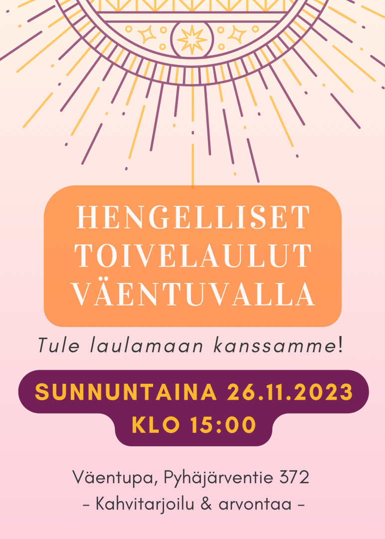 esite hengellisten laulujen tilaisuudesta